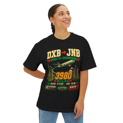 DXB to JNB Shirt – Dubai to Johannesburg Flight Route Tee